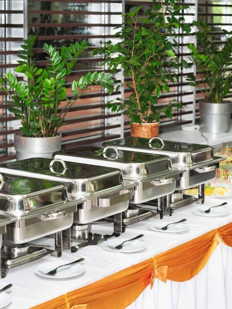 Row of catering trays